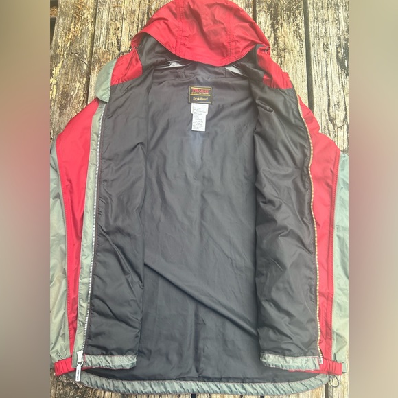 Stearns Dry Wear Zip & Snap Hooded Red & Gray XL Waterproof Nylon Windbreaker - Picture 4 of 8